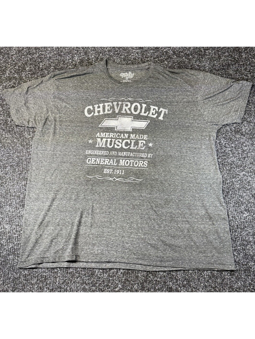 Tee Luv Chevrolet American Made Muscle Graphic Gray Crew Neck T-Shirt Men's 3XL